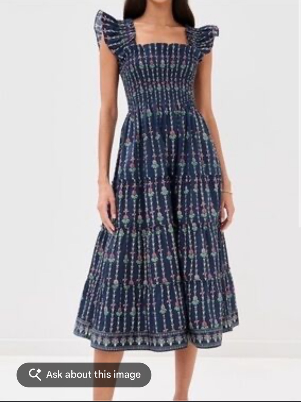 Hill House Navy Patterned Midi Skirt